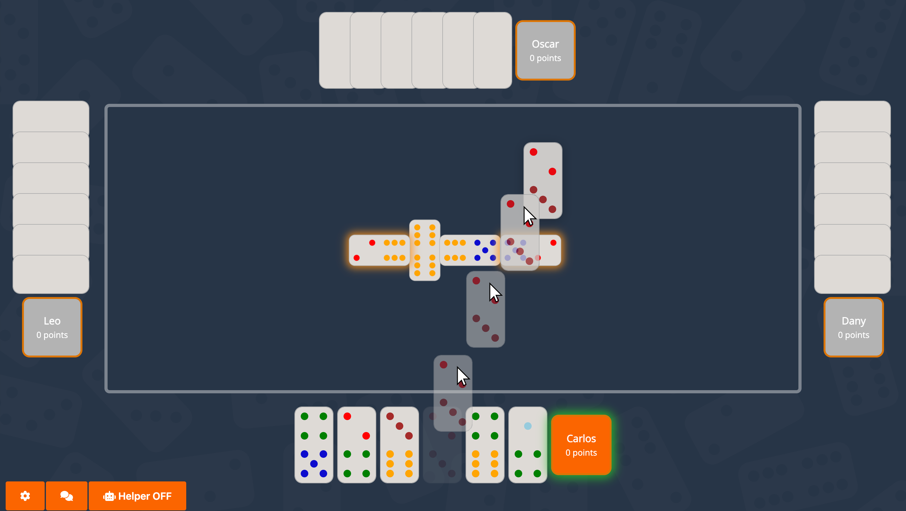 dominoes.mx dragging and dropping a domino